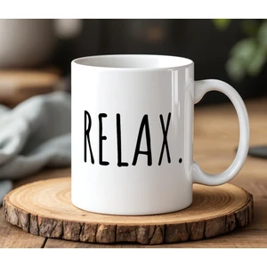 BB Design Relax Tasarımlı Beyaz Seramik Baskılı Kupa Bardak 330 ml