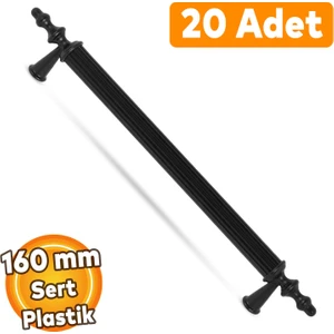 (Sert Plastik) 20 Adet Polavit 160 mm Siyah Mobilya Mutfak Çekmece Dolap Dolabı Kulbu Kulpları