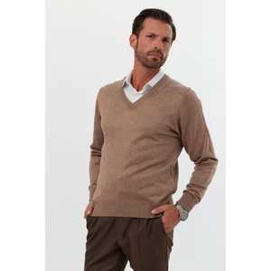 Erkek Büyük Beden Standart Fit Normal Kesim V Yaka Triko Kazak