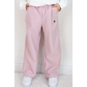 Kız Çocuk Eşofman Altı Beli Lastikli Cepli Armalı 6-12 Yaş, Açık Lila