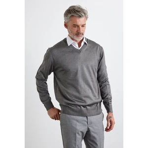 Erkek Büyük Beden Standart Fit Normal Kesim V Yaka Triko Kazak