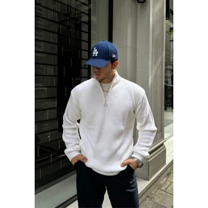 Erkek Yarım Fermuarlı Dik Yaka Kalın Kazak Triko