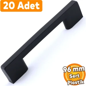(Sert Plastik) 20 Adet Köprü 96 mm Siyah Mobilya Mutfak Çekmece Dolabı Dolap  Kulbu