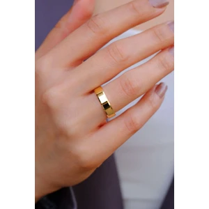 Unisex 925 Ayar Gümüş, 14 Ayar Altın Kaplamalı 5mm Düz Kesme Alyans