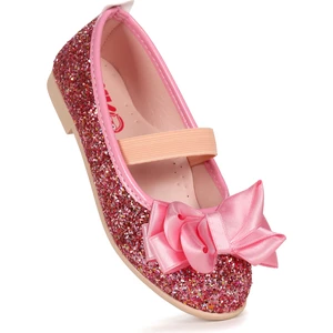 Kiko Kids Panı Fiyonk Lastikli Kız Çocuk Babet Ayakkabı Pembe