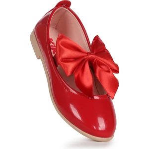 Kiko Kids Tari Fiyonk Lastikli Kız Çocuk Babet Ayakkabı Kırmızı