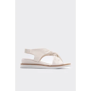 Wonder Krem  Deri Kadın Sandalet