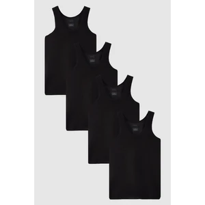 Twn Siyah Standart Fit Nefes Alabilen Teri Emen %100 Pamuklu 4'lü Atlet