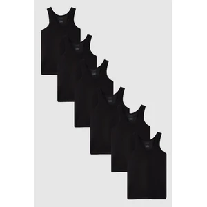 Twn Siyah Standart Fit Nefes Alabilen Teri Emen  Pamuklu 6'lı Atlet