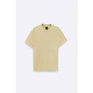 Erkek Sarı Soft Touch Bisiklet Yaka Baskılı T-Shirt A41Y1333