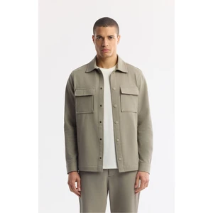 Avva Erkek Yağ Yeşili Klasik Yaka Pamuklu Jersey Comfort Fit Gömlek Ceket A51Y2048