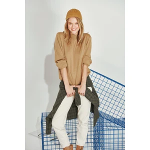 Avva Erkek Kamel Yarım Balıkçı Yaka Tüylenmeyen Triko Regular Fit Kazak E005001