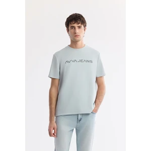 Avva Erkek Gri Bisiklet Yaka Reflektörlü Bi-Stretch İnterlok Regular Fit T-Shirt A51Y1037