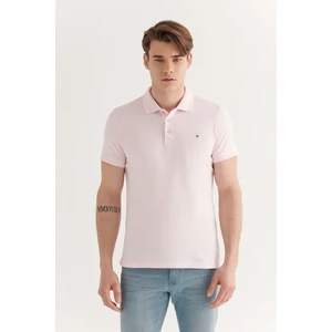 Erkek Açık Pembe %100 Pamuk Serin Tutan Polo Yaka T-shirt E001004