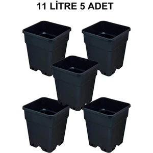 Grow Wizard Plastik Kare Saksı 11 Litre 5 Adet