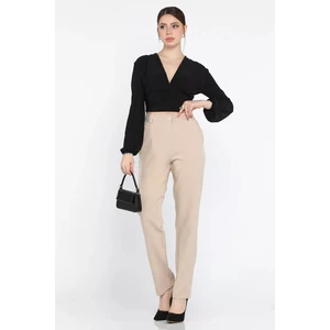 Büyük Beden Bel Lastikli Kadın Kumaş Pantolon