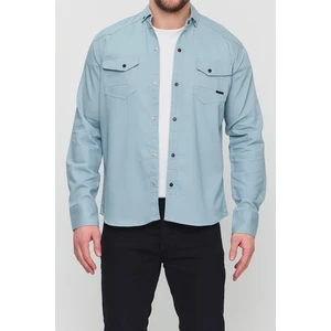 Erkek Slim Fit Dar Kalıp Likralı Kot Gömlek