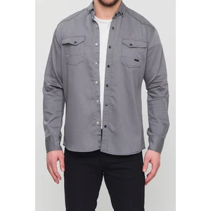 Erkek Slim Fit Dar Kalıp Likralı Kot Gömlek