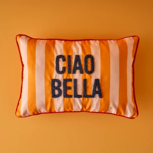 Bella Maison %100 Pamuk Line Mottolu Punch Nakışlı Kırlent Kılıfı Turuncu (35x50 cm)