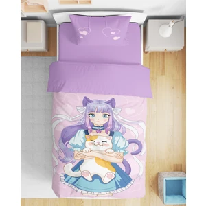 Erays Home Anime Sevimli Kız 3D Dijital Baskılı Tek Kişilik Nevresim Takımı Kız Çocuk Nevresim Takımı