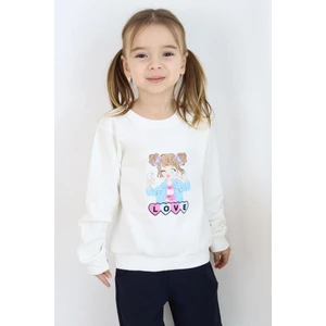 Kız Çocuk Sweatshirt Kız Baskılı 1.5-5 Yaş, Ekru