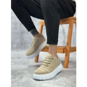 Ba0666 Boa Krem Yüksek Taban Erkek Günlük Ayakkabı