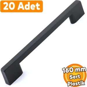 (Sert Plastik) 20 Adet Köprü 160 mm Siyah Mobilya Mutfak Çekmece Dolabı Dolap  Kulbu