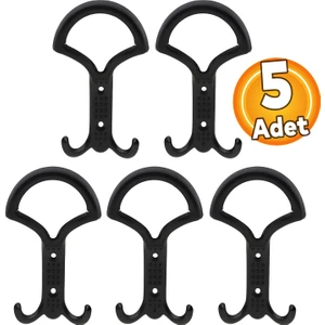 (5 Adet) Noktalı Siyah Metal Portmanto Vestiyer Duvar Askısı Dolap Elbise Askılığı Askılık Askılığı