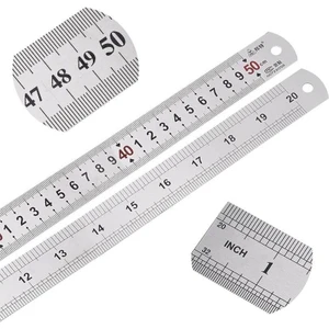50CM ( 20 Inch ) - Çift Taraflı Paslanmaz Çelik Metal Cetvel - Kalınlık 1mm