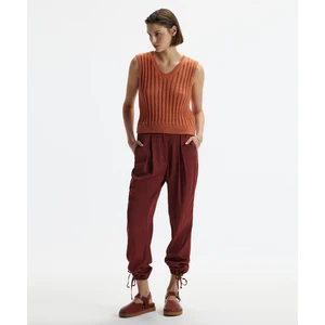 Düz Kesim Paçası Bağlı  Pantolon