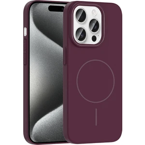 iPhone 15 Pro Max Kılıf Magsafe Şarj Özellikli Zore Ruby Silikon Kapak - Mürdüm