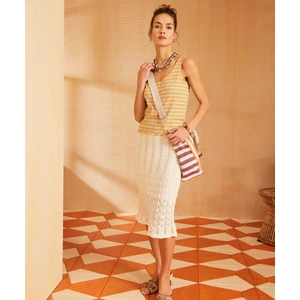 Örgü Desenli Triko Etek