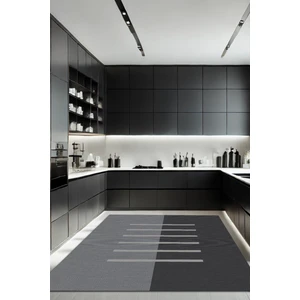 The Reef Design Çizgili Desenli Halı Geometrik Desenli Diital Baskılı Yıkanabilir Mutfak Halısı