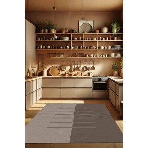 The Reef Design Çizgili Desenli Halı Geometrik Desenli Diital Baskılı Yıkanabilir Mutfak Halısı
