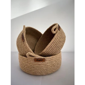 Hasır 3'lü Düzenleyici Sepet, Çok Amaçlı, Jüt Sepet Takımı, Mutfak, Banyo, Ekmek Sepeti, Havlu Sepet