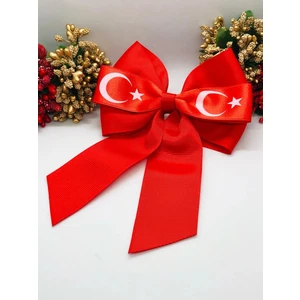 Ay Yıldızlı Kırmızı Beyaz Grogren Kurdele Pens Fiyonk Toka