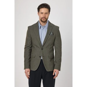 Müller Svr Erkek Haki Sivri Yaka Pamuk Karışımlı Esneyen Kumaş Likralı Blazer Ceket