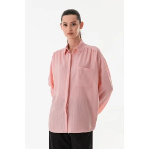 Basic Krep Kumaş Tek Cepli Oversize Gömlek