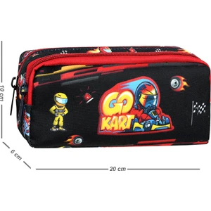 Niss Store Waddell Lisanslı Erkek Siyah-Kırmızı Go Kart Desenli 2 Cepli Kalem Kutusu