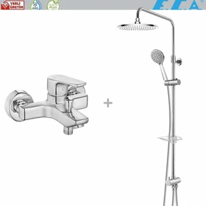 Eca Niobe Banyo BATARYASI-102102482+NIOBE Teleskobik Kolonlu Banyo Tepe Duş Seti Yuvarlak Takım 102158039