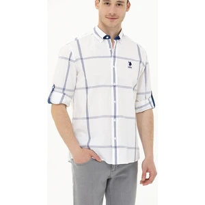 U.s. Polo Assn.  Pamuk Beyaz Kareli Erkek Gömlek