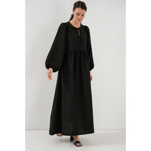 Kadın Balon Kol Uzun Tesettür Elbise 2464 - Siyah