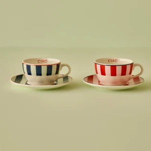 Bella Maison  Line 2'li Çay Fincanı Kırmızı-Mavi (270 cc)