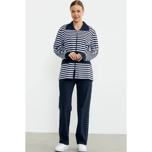 Çizgili Tunik Eşofman Takım - Lacivert