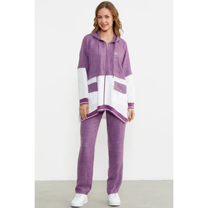 Blok Renk Geçişli Tunik Takım - Mor