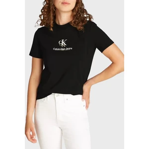 Calvin Klein Pamuklu Monogram Logo Baskılı Regular Fit Bisiklet Yaka T Shirt J20J225545BEH Bayan T Shirt J20J225545 Beh