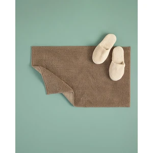 English Home Paige Polyester Makarna Banyo Paspası Seti 60 x 90 + 40 x 60 cm Kahve