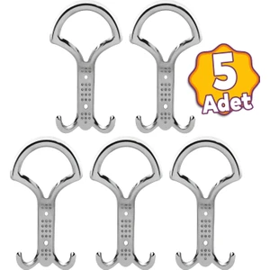 (5 Adet) Noktalı Krom Metal Portmanto Vestiyer Duvar Askısı Dolap Elbise Askılığı Askılık Askılığı