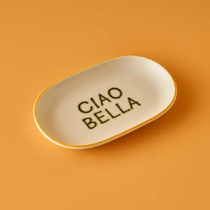 Bella Maison Line Oval Sunum Tabağı Sarı 18X11 cm