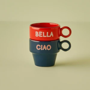 Bella Maison  Line Espresso 2'li Seti Mavi-Kırmızı (105 cc)